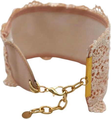 Lace Boot Band Jewelry – Women 2PCS Boot Chain Bracelet Pair, Cream Lace Band & Gold Chain, Wrap Around Strap Shoe Anklet Set BC45 in Saudi Arabia