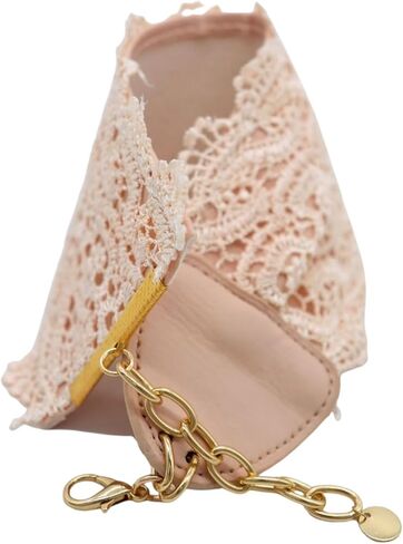 Lace Boot Band Jewelry – Women 2PCS Boot Chain Bracelet Pair, Cream Lace Band & Gold Chain, Wrap Around Strap Shoe Anklet Set BC45 in Saudi Arabia