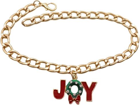 Women’s Boot Chain Anklet – JOY Wreath Charm, Gold-Tone Metal, Holiday Christmas Boot Jewelry Handmade in USA – 2PCS Pair Shoe Bracelets (BC53) in Saudi Arabia