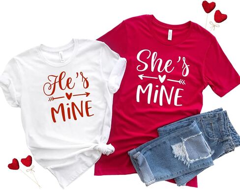 I'm His She's Mine Couples Shirts, Cute Valentine Matching Outfits for Husband, Wife, Boyfriend, Girlfriend, for Him and Her, Honeymoon Shirts. Multicolor in Saudi Arabia