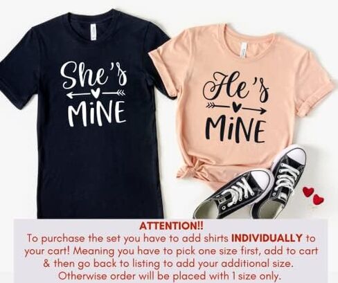 I'm His She's Mine Couples Shirts, Cute Valentine Matching Outfits for Husband, Wife, Boyfriend, Girlfriend, for Him and Her, Honeymoon Shirts. Multicolor in Saudi Arabia