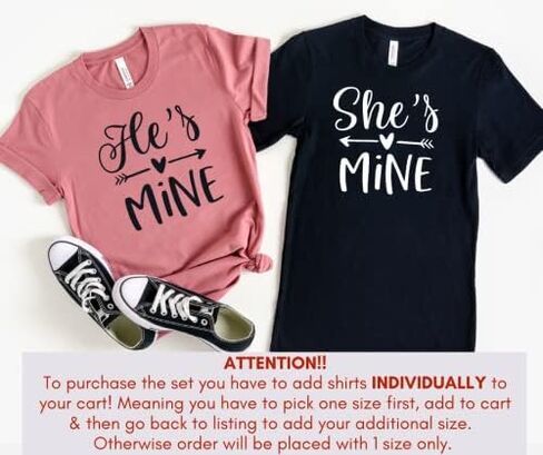 I'm His She's Mine Couples Shirts, Cute Valentine Matching Outfits for Husband, Wife, Boyfriend, Girlfriend, for Him and Her, Honeymoon Shirts. Multicolor in Saudi Arabia