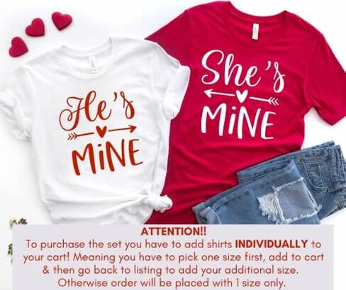 I'm His She's Mine Couples Shirts, Cute Valentine Matching Outfits for Husband, Wife, Boyfriend, Girlfriend, for Him and Her, Honeymoon Shirts. Multicolor in Saudi Arabia