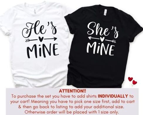 I'm His She's Mine Couples Shirts, Cute Valentine Matching Outfits for Husband, Wife, Boyfriend, Girlfriend, for Him and Her, Honeymoon Shirts. Multicolor in Saudi Arabia