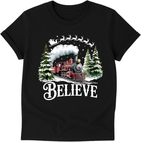 Belive Custom T-Shirt – Personalized Holiday Shirt with Custom Backside Text, Year or Name | Handmade Christmas Outfit for Baby, Kids, Youth, Adult, & Family in Saudi Arabia