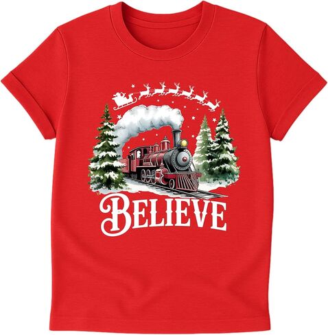 Belive Custom T-Shirt – Personalized Holiday Shirt with Custom Backside Text, Year or Name | Handmade Christmas Outfit for Baby, Kids, Youth, Adult, & Family in Saudi Arabia