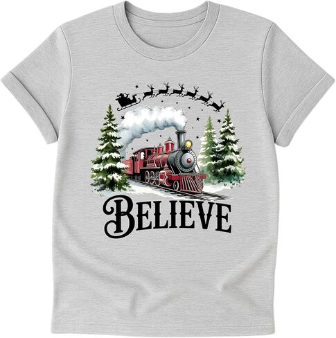 Belive Custom T-Shirt – Personalized Holiday Shirt with Custom Backside Text, Year or Name | Handmade Christmas Outfit for Baby, Kids, Youth, Adult, & Family in Saudi Arabia