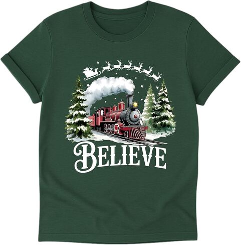 Belive Custom T-Shirt – Personalized Holiday Shirt with Custom Backside Text, Year or Name | Handmade Christmas Outfit for Baby, Kids, Youth, Adult, & Family in Saudi Arabia
