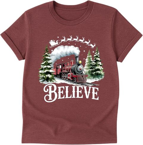 Belive Custom T-Shirt – Personalized Holiday Shirt with Custom Backside Text, Year or Name | Handmade Christmas Outfit for Baby, Kids, Youth, Adult, & Family in Saudi Arabia