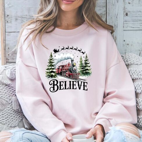 سويت شيرت Polar Express، سترة Christmas Believe، Merry Ideas، All Aboard Polar Express، هوديي Xmas Heather Dark Green in Saudi Arabia