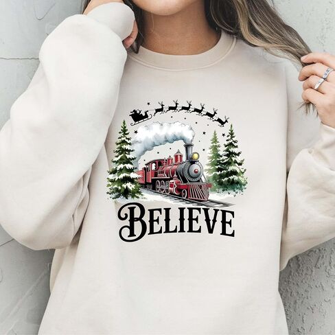 سويت شيرت Polar Express، سترة Christmas Believe، Merry Ideas، All Aboard Polar Express، هوديي Xmas Heather Dark Green in Saudi Arabia