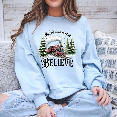 سويت شيرت Polar Express، سترة Christmas Believe، Merry Ideas، All Aboard Polar Express، هوديي Xmas Heather Dark Green in Saudi Arabia