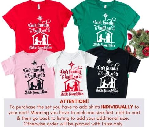 Stable Foundation Matching Family Christmas Shirts, Family Pajamas Matching Sets Christmas 2021, Faith Based Christmas Matching Shirts for Family, Christian Matching Christmas Pjs. Multicolor in Saudi Arabia