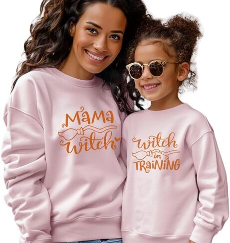 بلوزات Mama Witch Halloween Mommy and Me، ملابس الخريف المتطابقة للأم والابنة، أزياء الهالوين للأم والابنة، سترة متطابقة للأم والطفل الصغير، سترة الهالوين المتطابقة للعائلة. in Saudi Arabia