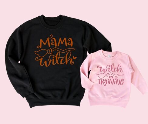 بلوزات Mama Witch Halloween Mommy and Me، ملابس الخريف المتطابقة للأم والابنة، أزياء الهالوين للأم والابنة، سترة متطابقة للأم والطفل الصغير، سترة الهالوين المتطابقة للعائلة. in Saudi Arabia