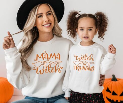 بلوزات Mama Witch Halloween Mommy and Me، ملابس الخريف المتطابقة للأم والابنة، أزياء الهالوين للأم والابنة، سترة متطابقة للأم والطفل الصغير، سترة الهالوين المتطابقة للعائلة. in Saudi Arabia