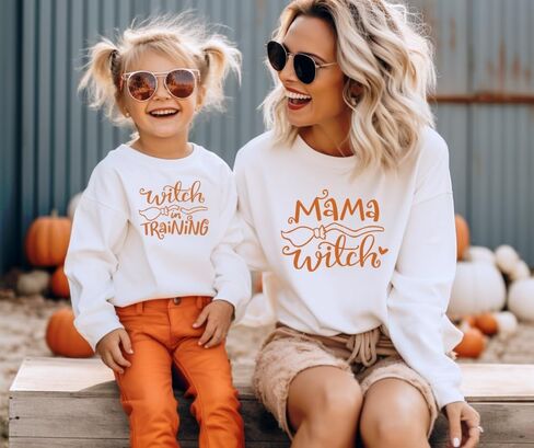 بلوزات Mama Witch Halloween Mommy and Me، ملابس الخريف المتطابقة للأم والابنة، أزياء الهالوين للأم والابنة، سترة متطابقة للأم والطفل الصغير، سترة الهالوين المتطابقة للعائلة. in Saudi Arabia