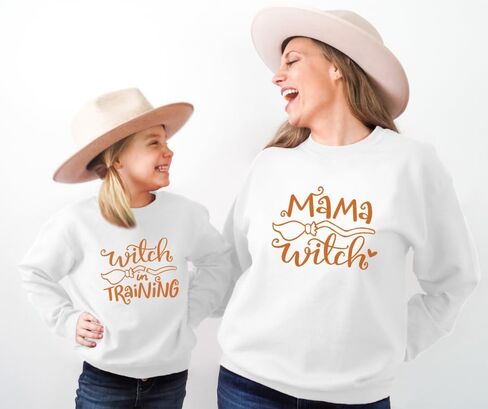 بلوزات Mama Witch Halloween Mommy and Me، ملابس الخريف المتطابقة للأم والابنة، أزياء الهالوين للأم والابنة، سترة متطابقة للأم والطفل الصغير، سترة الهالوين المتطابقة للعائلة. in Saudi Arabia