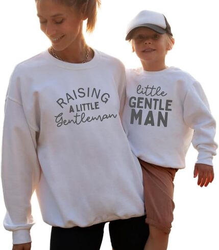 Raising A Little Gentleman Mommy and Me Sweatshirt, Cute Mom and Boy Matching Sweatshirts, Mother and Son Matching Sweater, Crewneck Long Sleeve Family Outfits, Birthday, for Boy Mom. Multicolor in Saudi Arabia