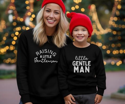 Raising A Little Gentleman Mommy and Me Sweatshirt, Cute Mom and Boy Matching Sweatshirts, Mother and Son Matching Sweater, Crewneck Long Sleeve Family Outfits, Birthday, for Boy Mom. Multicolor in Saudi Arabia