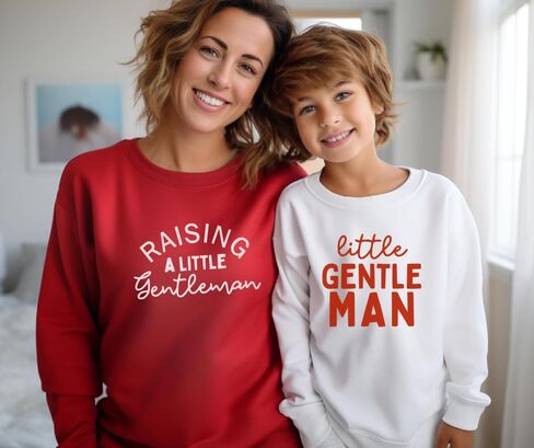 Raising A Little Gentleman Mommy and Me Sweatshirt, Cute Mom and Boy Matching Sweatshirts, Mother and Son Matching Sweater, Crewneck Long Sleeve Family Outfits, Birthday, for Boy Mom. Multicolor in Saudi Arabia