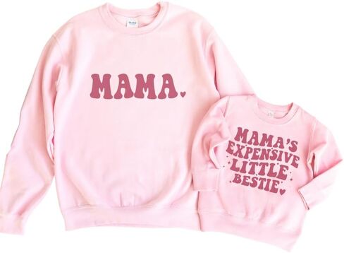 Mama's Little Expensive Friend Mommy and Me Sweatshirt, Cute Mom and Daughter Matching Sweatshirts, Crewneck Long Sleeve Sweater Family Matching Outfits, Birthday, for Girl Mom. Multicolor in Saudi Arabia