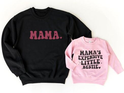 Mama's Little Expensive Friend Mommy and Me Sweatshirt, Cute Mom and Daughter Matching Sweatshirts, Crewneck Long Sleeve Sweater Family Matching Outfits, Birthday, for Girl Mom. Multicolor in Saudi Arabia
