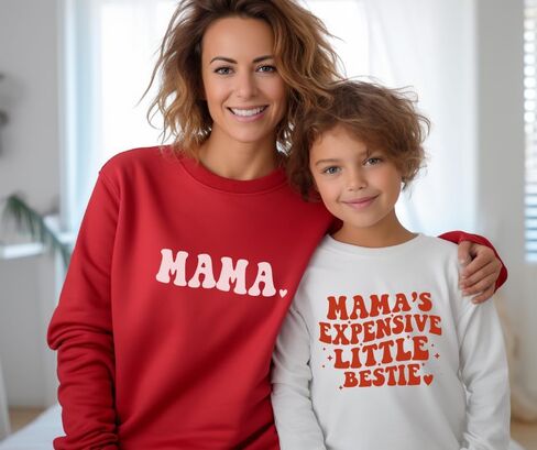 Mama's Little Expensive Friend Mommy and Me Sweatshirt, Cute Mom and Daughter Matching Sweatshirts, Crewneck Long Sleeve Sweater Family Matching Outfits, Birthday, for Girl Mom. Multicolor in Saudi Arabia