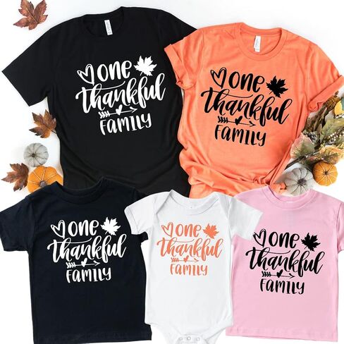 One Thankful Family Thanksgiving Outfit, Cute Family Shirts Thanksgiving, Family Matching Thanksgiving Outfits, Family Shirts Thanksgiving Gift. NDSN1 Multicolor in Saudi Arabia