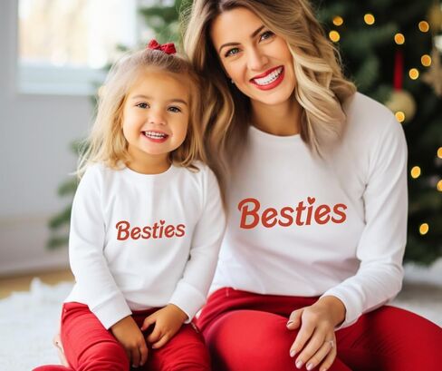 Friends Mommy and Me Sweatshirt, Cute Mom and Daughter Matching Sweatshirts, Crewneck Long Sleeve Sweater Family Matching Outfits, Birthday, for Mom. Multicolor in Saudi Arabia