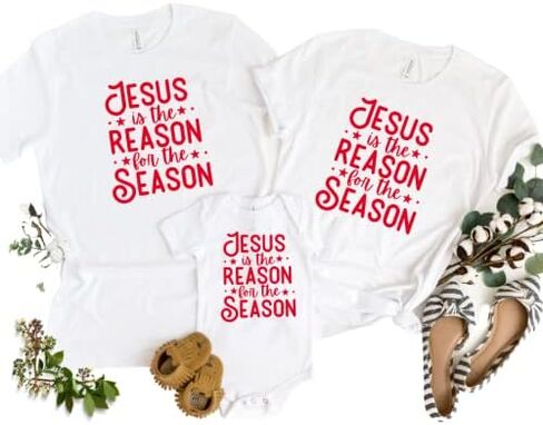 Jesus is The Reason for The Season Christian Christmas Shirt, Family Pajamas Matching Sets Christmas 2021, Christmas Matching Shirts for Family, Matching Christmas Pjs. Multicolor in Saudi Arabia
