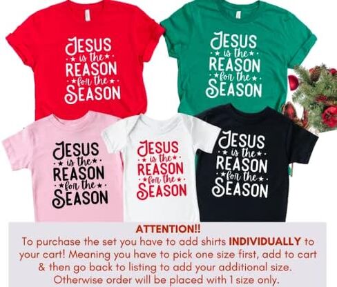 Jesus is The Reason for The Season Christian Christmas Shirt, Family Pajamas Matching Sets Christmas 2021, Christmas Matching Shirts for Family, Matching Christmas Pjs. Multicolor in Saudi Arabia
