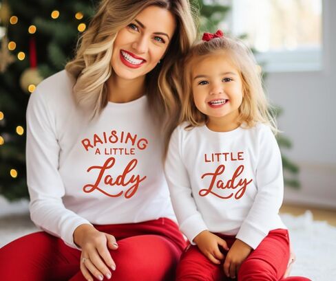 Raising A Little Lady Mommy and Me Sweatshirt, Cute Mom and Daughter Matching Sweatshirts, Crewneck Long Sleeve Sweater Family Matching Outfits, Birthday, for Girl Mom. Multicolor in Saudi Arabia