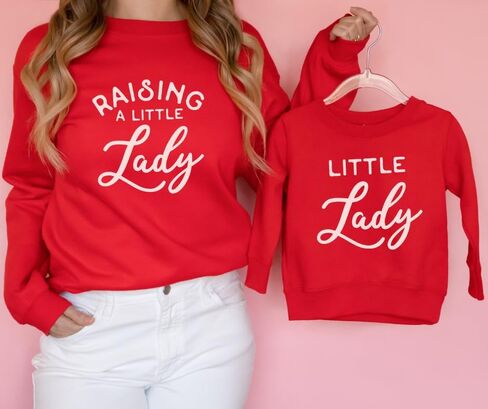 Raising A Little Lady Mommy and Me Sweatshirt, Cute Mom and Daughter Matching Sweatshirts, Crewneck Long Sleeve Sweater Family Matching Outfits, Birthday, for Girl Mom. Multicolor in Saudi Arabia