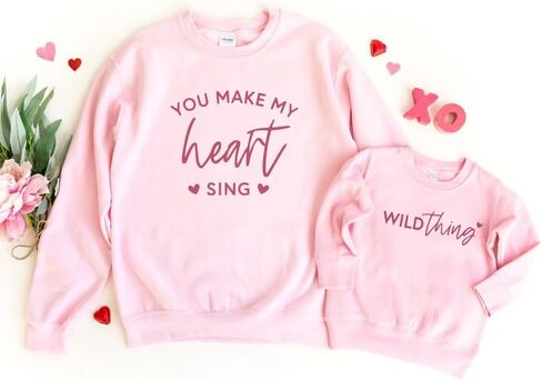 You Make My Heart Sing Mommy and Me Sweatshirt, Mom and Daughter Matching Sweatshirts, Mother Son Family Matching Outfits, Crewneck Long Sleeve Sweater, Birthday, for Boy Or Girl Mom. Multicolor in Saudi Arabia
