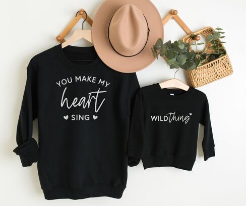 You Make My Heart Sing Mommy and Me Sweatshirt, Mom and Daughter Matching Sweatshirts, Mother Son Family Matching Outfits, Crewneck Long Sleeve Sweater, Birthday, for Boy Or Girl Mom. Multicolor in Saudi Arabia