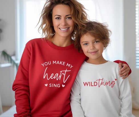 You Make My Heart Sing Mommy and Me Sweatshirt, Mom and Daughter Matching Sweatshirts, Mother Son Family Matching Outfits, Crewneck Long Sleeve Sweater, Birthday, for Boy Or Girl Mom. Multicolor in Saudi Arabia