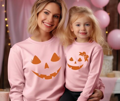 Giant Jack O' Lantern Face Halloween Sweatshirts for Family, Mom, Dad, Brother, Sister Pumpkin Face Halloween Matching Outfits, Trick or Treat Family Matching Halloween Sweatshirts for Halloween Part in Saudi Arabia