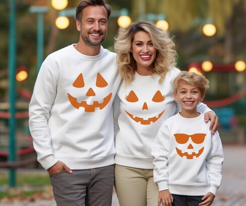 Giant Jack O' Lantern Face Halloween Sweatshirts for Family, Mom, Dad, Brother, Sister Pumpkin Face Halloween Matching Outfits, Trick or Treat Family Matching Halloween Sweatshirts for Halloween Part in Saudi Arabia