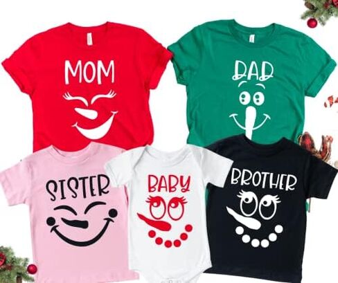 Snowman Christmas Family Pajama Matching Shirts for Mom Dad Brother Sister Baby Kids Siblings, Matching Family Christmas Shirts, Christmas Pajamas For The Whole Family, Christmas Pjs Family Set 2021. in Saudi Arabia