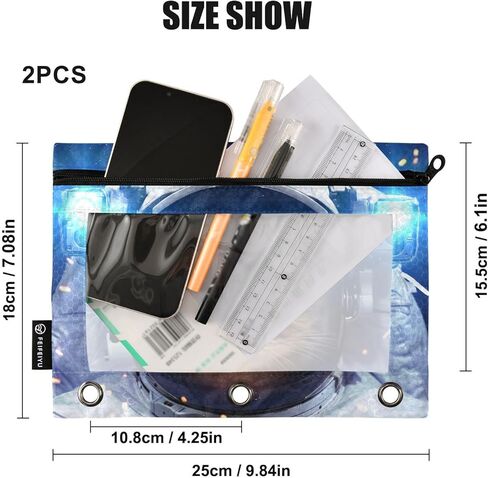 Football Fire Water Pencil Pouch for 3 Ring Binder Waterproof Pencil Bags Clear Window Kids Boys Girls School Office Supplies 2 Pack in Saudi Arabia