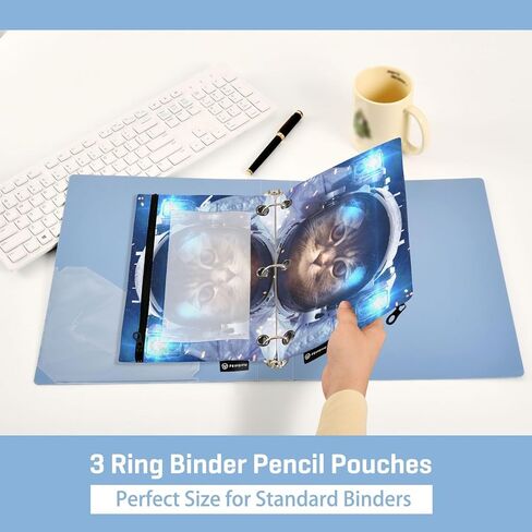 Football Fire Water Pencil Pouch for 3 Ring Binder Waterproof Pencil Bags Clear Window Kids Boys Girls School Office Supplies 2 Pack in Saudi Arabia