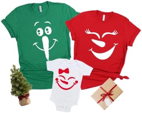 Snowman Family Pajamas Matching Sets, Cute Christmas Matching Shirts for Family, Christmas Snowman Tshirts, Matching Christmas Pjs 2021. Multicolor in Saudi Arabia