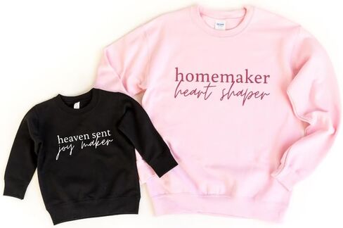 سويت شيرت Homemaker Mommy and Me، سويت شيرت لطيف متطابق للأم والابنة، سترة متطابقة للأم والابن، ملابس عائلية بأكمام طويلة وياقة مستديرة، عيد ميلاد، للبقاء في المنزل أمي. متعدد الألوان in Saudi Arabia