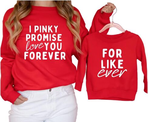 Pinky Promise to Love You Forever Mommy and Me Sweatshirt for Valentine's Day, Mom and Daughter Matching Sweatshirts, Son Mother Valentines Day Gifts for Mom. Multicolor in Saudi Arabia