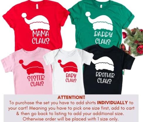 Santa Claus Matching Family Christmas Shirts for Holiday Pictures, Christmas Pjs Family Sets, Family Christmas Matching Sets 2021, Personalized Family Christmas Pajamas for Kids, Baby. Multicolor in Saudi Arabia