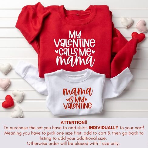 My Valentine Calls Me Mama, Mommy and Me Sweatshirt for Valentine's Day, Mom and Daughter Matching Sweatshirts, Son Mother Valentines Day Gifts for Mom. Multicolor in Saudi Arabia