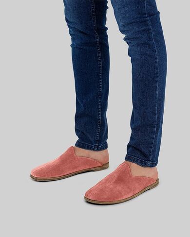Golden Horn Pink Color Artisan Handcrafted Suede Genuine Leather Grounding Barefoot Shearling Slipper For Men Wide Toe Box Flexible Sole Lightweight Breathable Eco-Friendly Grounding Minimalist Shoes in Saudi Arabia