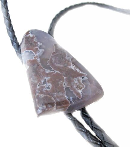A Mauve and Gray Agate Is the Focus of this Bolo Tie With Black Leather Cord in Saudi Arabia