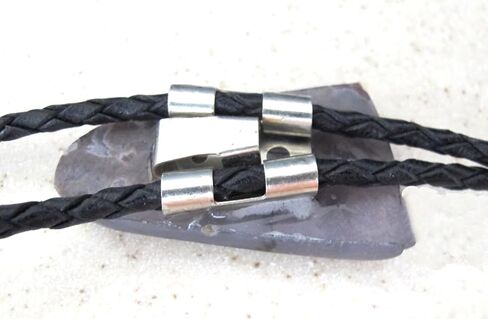 A Mauve and Gray Agate Is the Focus of this Bolo Tie With Black Leather Cord in Saudi Arabia